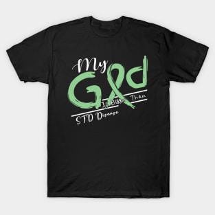 STD Disease Awareness My God Is Stronger - In This Family No One Fights Alone T-Shirt